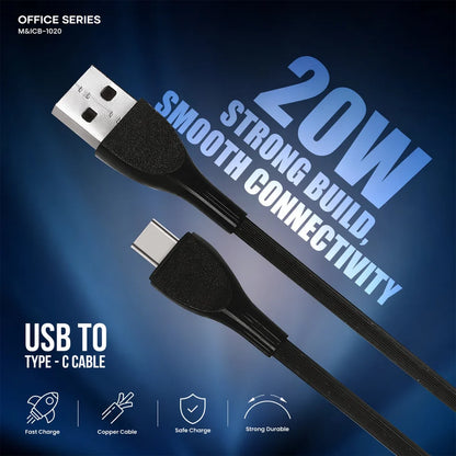 20W USB to Type-C Fast Charging Cable – Durable & Flexible Office Series