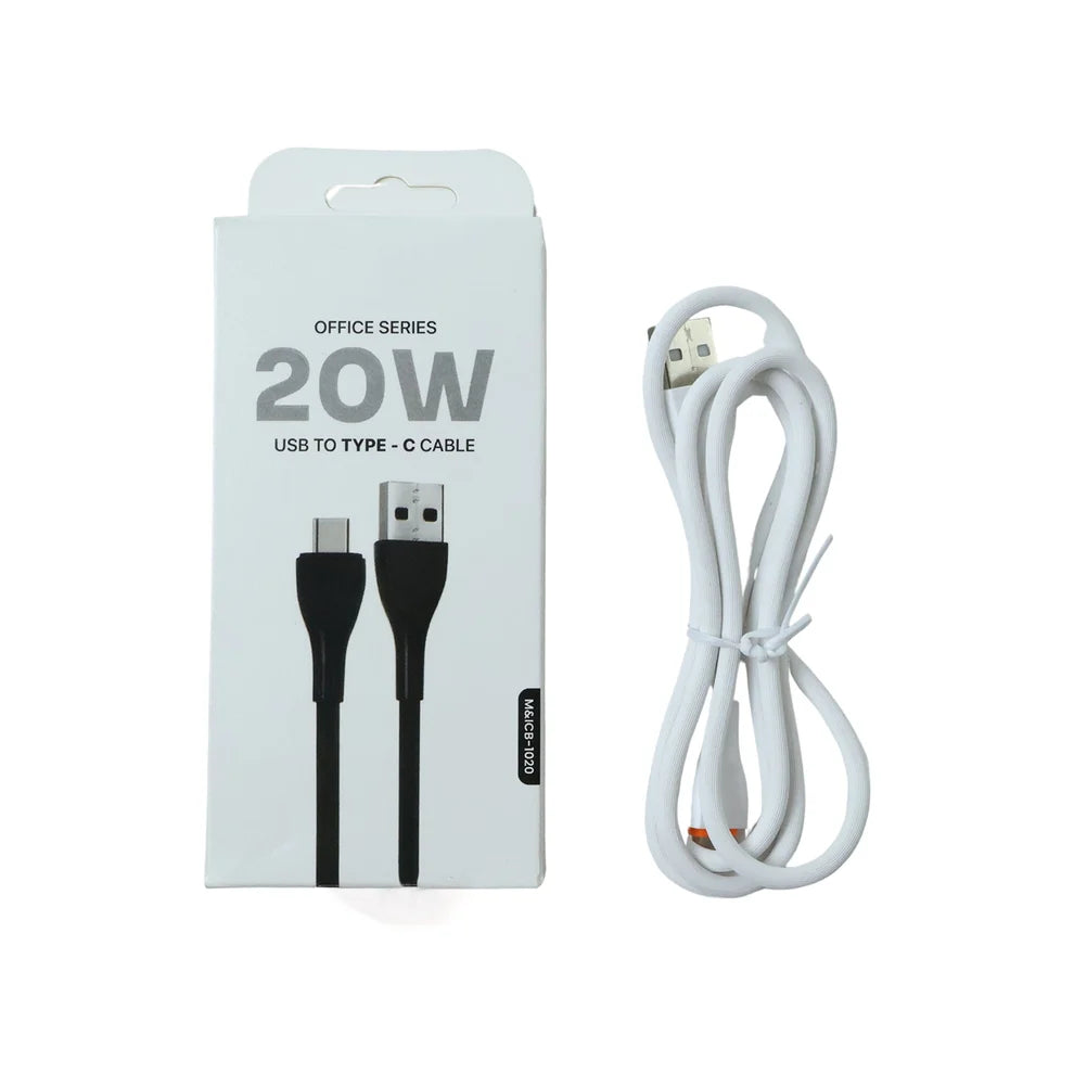 20W USB to Type-C Fast Charging Cable – Durable & Flexible Office Series